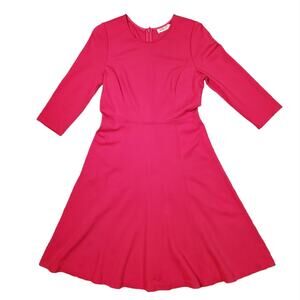 EUC Eliza J Fuchsia Fit and Flare 3/4 Sleeve Stretchy Dress Sz 10